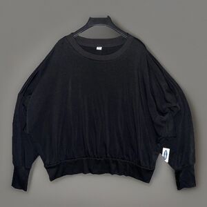 Old Navy Sweatshirt Women XXL Black Dolman Batwing Sleeve Crew Neck Knit Pullove